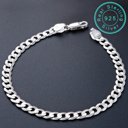 JLUXS 20 CM 7.5 INCHES 6MM CURB 925 STERLING SILVER MENS BRACELET