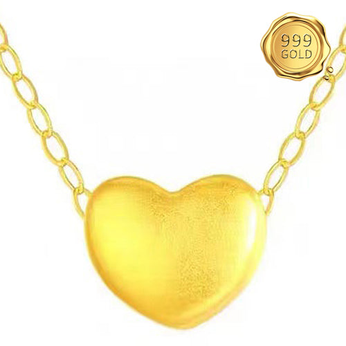 JLUXS 24KT YELLOW GOLD PLATED HEART SHAPE PENDANT WITH SILVER CHAIN
