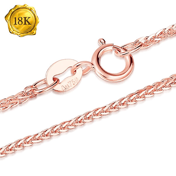 JLUXS 18 CM 7 INCHES DIAMOND-CUT SQUARE 18K SOLID GOLD WHEAT CHAIN BRACELET