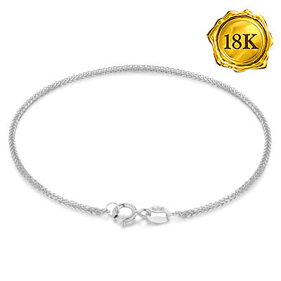 JLUXS 18 CM 7 INCHES AU750 DIAMOND-CUT SQUARE 18K SOLID GOLD WHEAT CHAIN BRACELET
