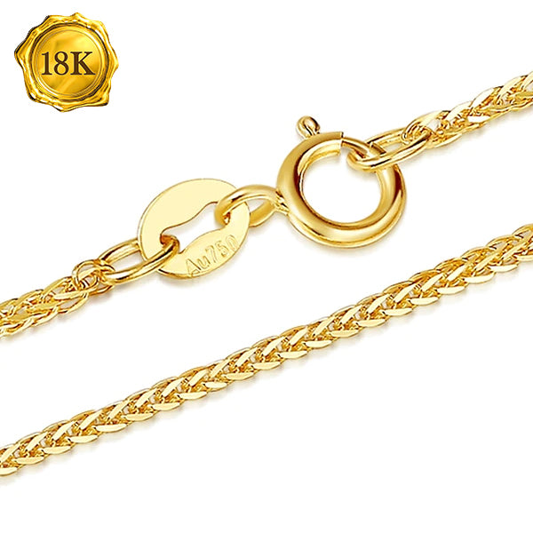 JLUXS 18 CM 7 INCHES DIAMOND-CUT SQUARE 18K SOLID GOLD WHEAT CHAIN BRACELET