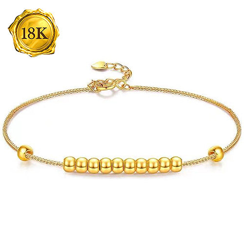 JLUXS 17 CM 6.5 INCHES WHEAT CHAIN 18KT SOLID YELLOW GOLD BEADS BRACELET