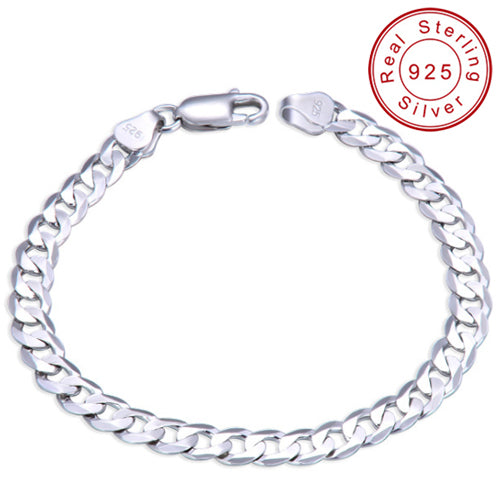 JLUXS 20 CM 7.5 INCHES 5MM CURB 925 STERLING SILVER MENS BRACELET