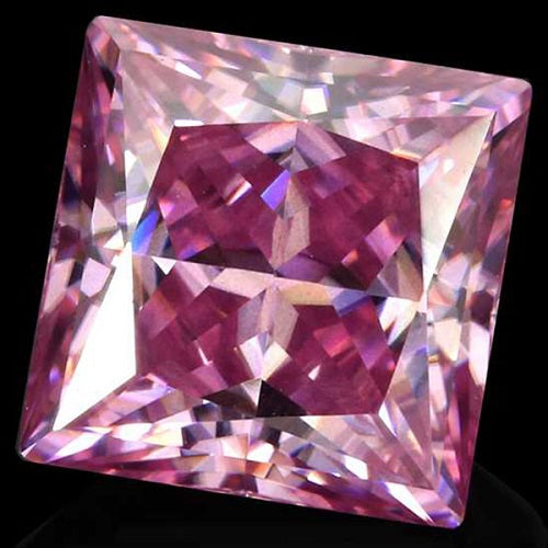 JLUXS Loose 1.00 Ct 5.5mm VVS Princess Brilliant Cut Loose Pink Moissanite Diamond (with GRA Certificate)