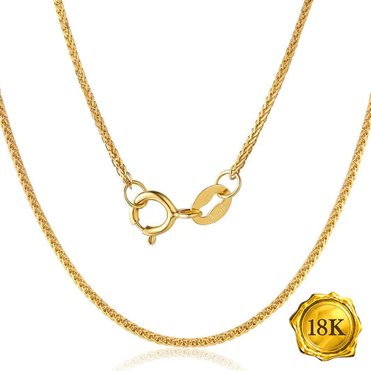JLUXS 45 CM 18 INCHES DIAMOND-CUT SQUARE 18KT SOLID YELLOW GOLD WHEAT CHAIN