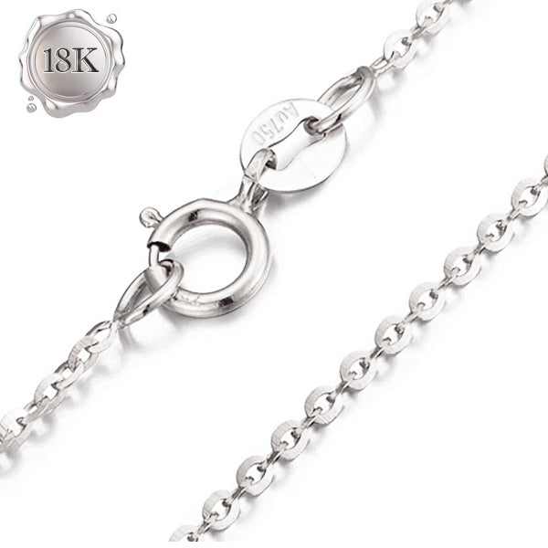 JLUXS 45 CM 18 INCHES AU750 18KT SOLID WHITE GOLD CABLE CHAIN