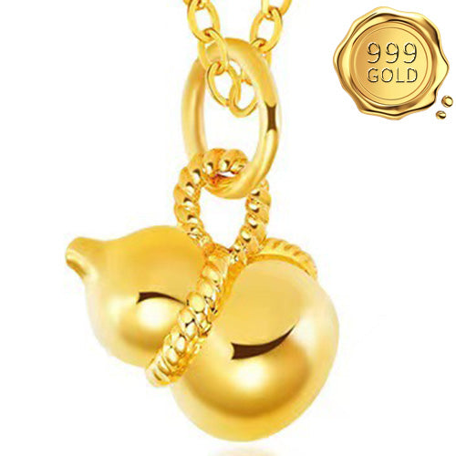 JLUXS 24KT YELLOW GOLD PLATED HOLLOW GOURD PENDANT