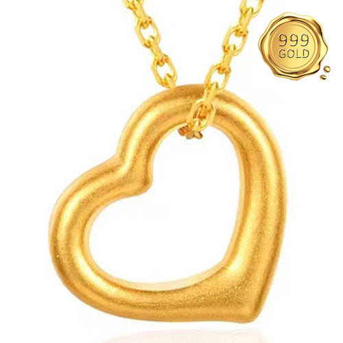 JLUXS 24KT YELLOW GOLD PLATED HOLLOW HEART PENDANT