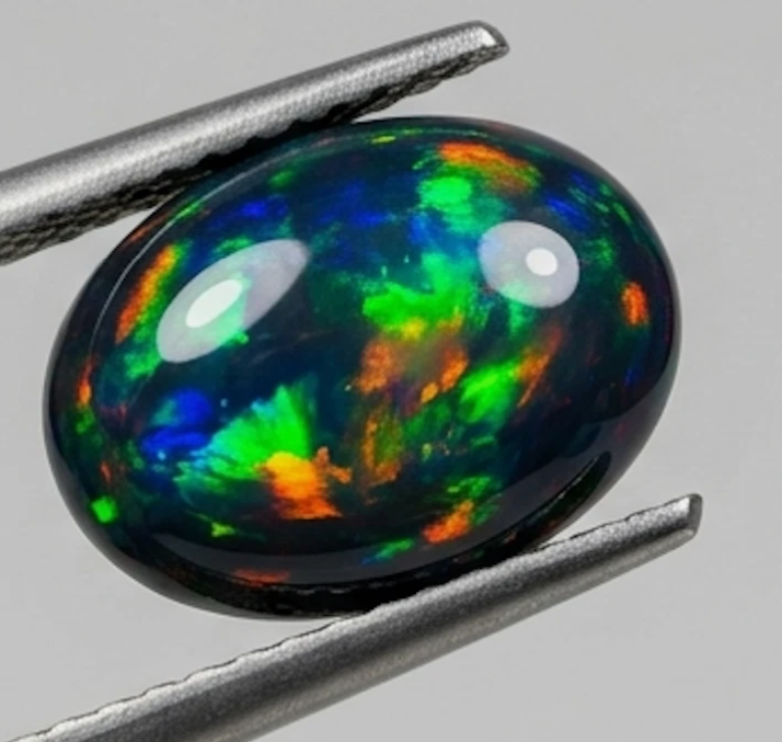 JLUXS OVAL CUT 5X7MM NATURAL ETHIOPIAN BLACK OPAL LOOSE GEMSTONE