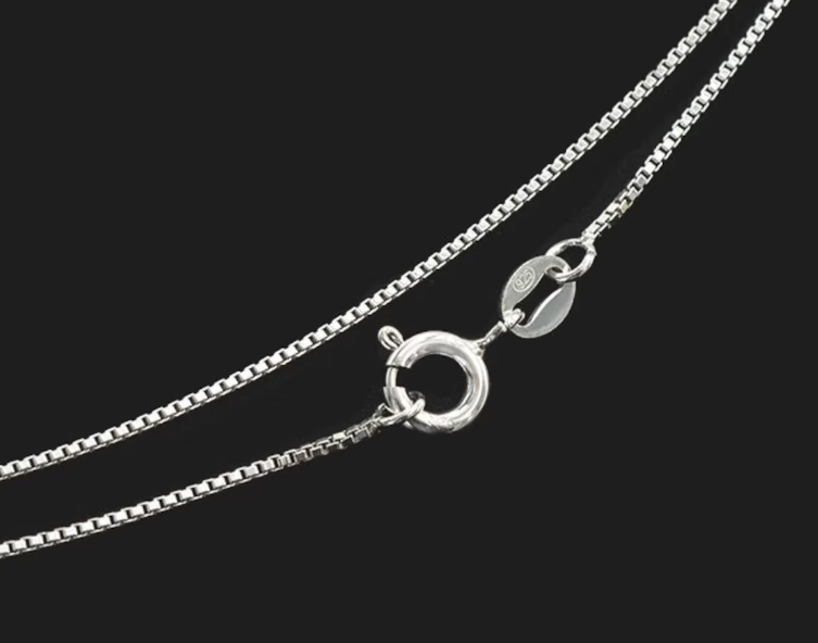 JLUXS 45 CM 18 INCHES 1MM 925 WHITE STERLING SILVER BOX CHAIN