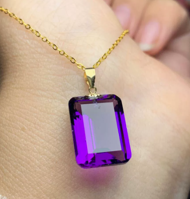 JLUXS 12X16MM AMETHYST 18KT SOLID YELLOW GOLD PENDANT