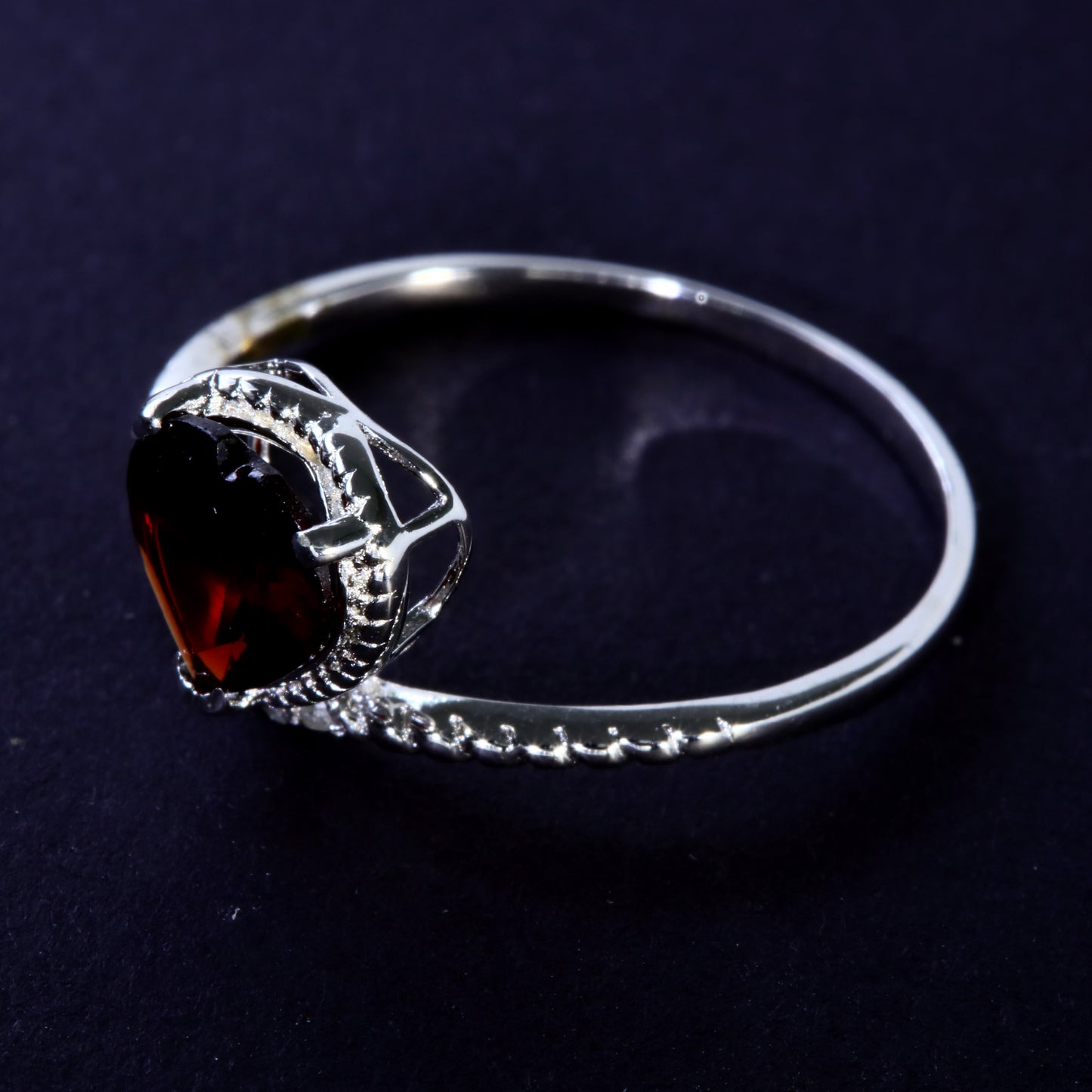JLUXS Ladies White Gold Rhodium Over Sterling Silver Diamond & 1.50 Cts Garnet Tanzanite & Genuine Diamond Ring