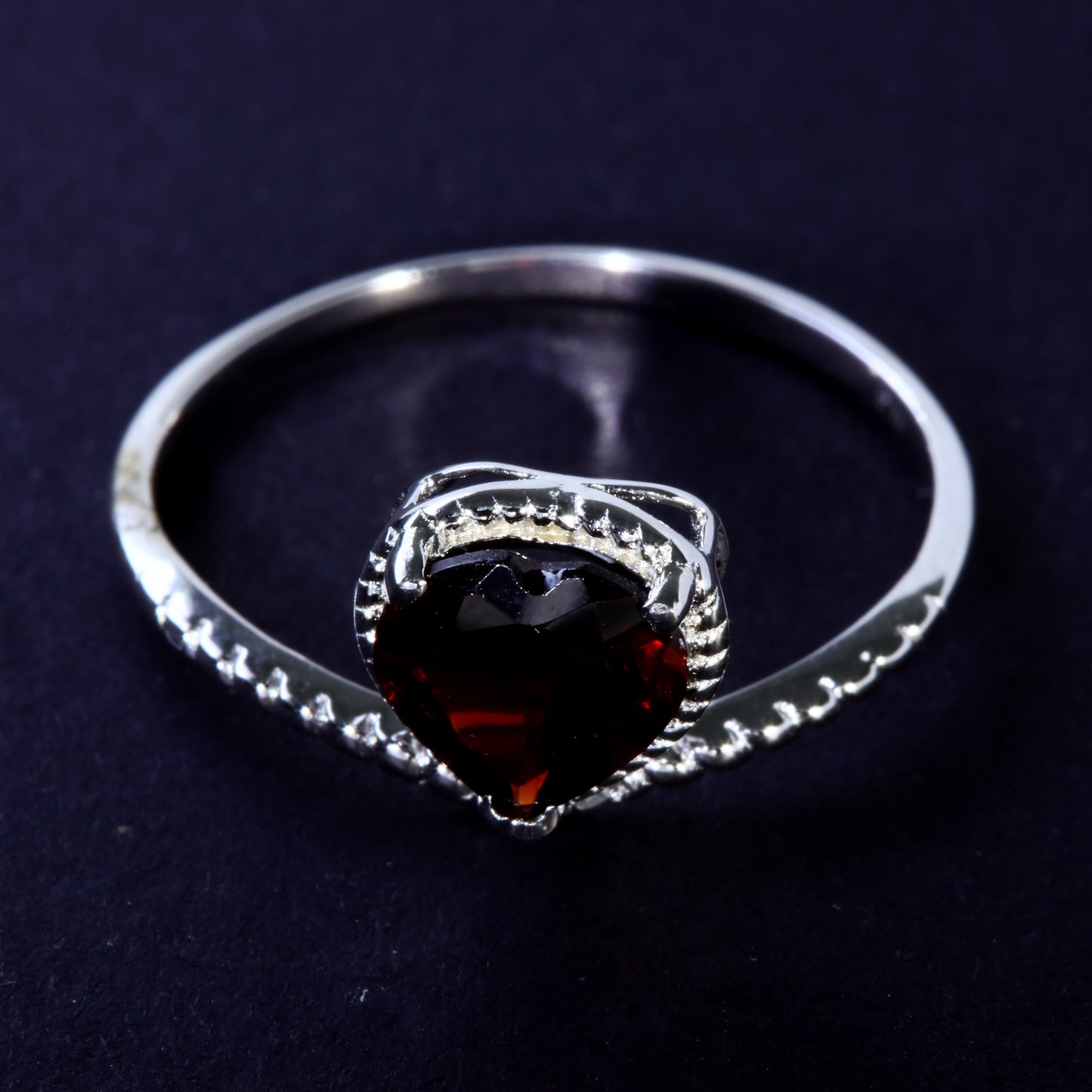 JLUXS Ladies White Gold Rhodium Over Sterling Silver Diamond & 1.50 Cts Garnet Tanzanite & Genuine Diamond Ring